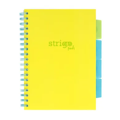 Strigo, Pads, kołozeszyt B5, 100 kartek, linia, Neon, żółty, 1 szt.