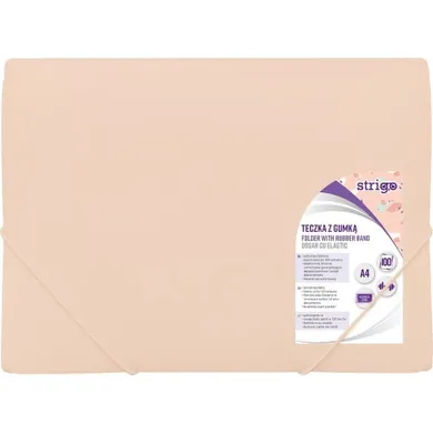 Strigo, teczka z gumką, A4, pastel, morelowa, 1 szt.