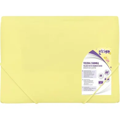 Strigo, teczka z gumką, A4, pastel, żółta, 1 szt.