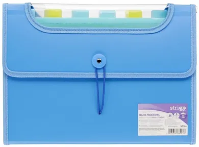 Strigo, teczka z gumką PP, 12 przegródek, A4, 25 mm, niebieska, 1 szt.