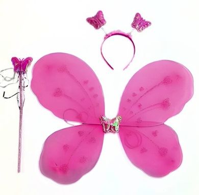 Strój motylka, skrzydła, opaska i różdżka, różowy