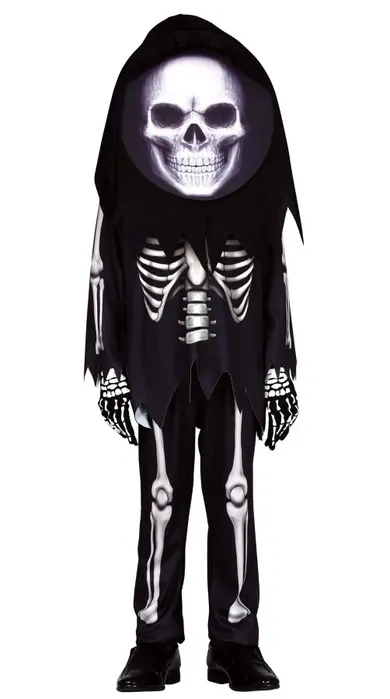 Strój, szkielet, kościotrup z wielką maską, głową, halloween, rozmiar 146/152