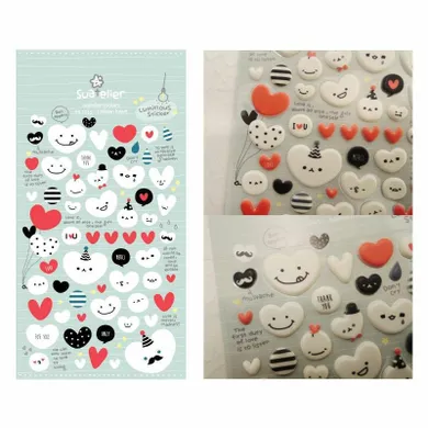 Suatelier, naklejki ozdobne, wypukłe Serca