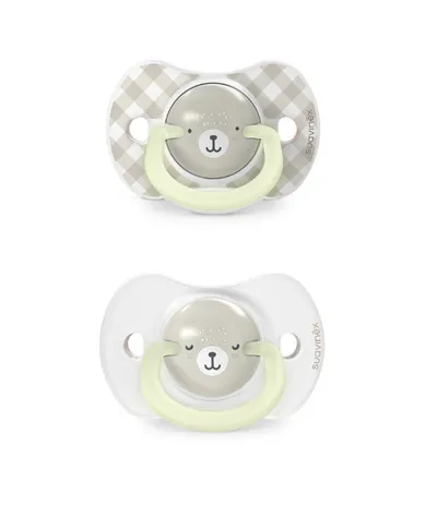 Suavinex, SX Pro, Wild & Free, smoczek fizjologiczny, beżowy, świecący, 6-18 m, 2 szt.