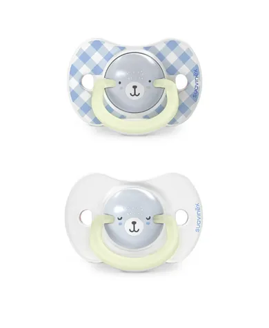 Suavinex, SX Pro, Wild & Free, smoczek fizjologiczny, niebieski, świecący, 6-18 m, 2 szt.