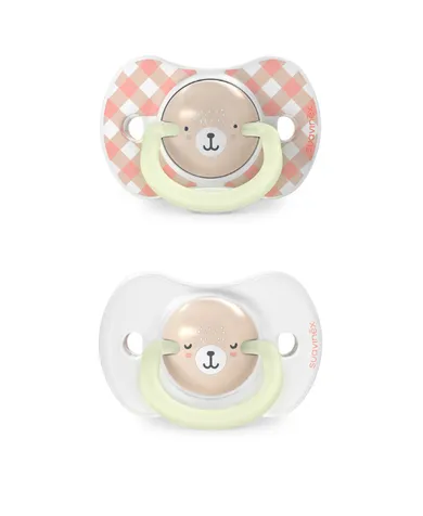 Suavinex, SX Pro, Wild & Free, smoczek fizjologiczny, różowy, świecący, 6-18 m, 2 szt.