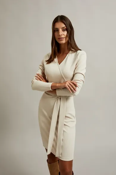 Sukienka damska, beżowa, Moodo