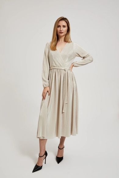 Sukienka damska, beżowa, Moodo