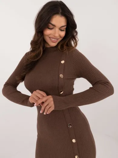 Sukienka damska, brązowa, Wool Fashion Italia