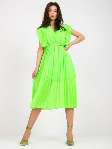 Sukienka damska, limonkowa fluo, Italy Moda