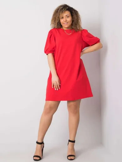 Sukienka damska, plus size, czerwona, Basic Feel Good