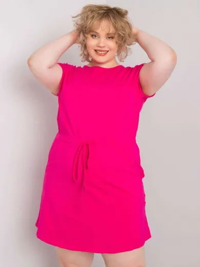 Sukienka damska, plus size, różowa, Basic Feel Good