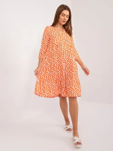 Sukienka damska z długim rękawem, pomarańczowa, Sublevel