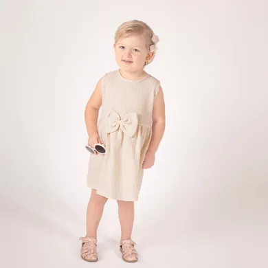 Sukienka dziewczęca bez rękawów, beżowa, Nicol