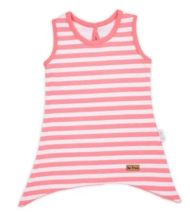 Sukienka dziewczęca bez rękawów, biało-koralowa, Nicol