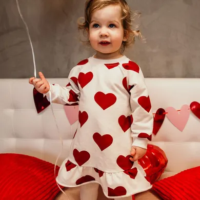 Sukienka dziewczęca z długim rękawem, biała, Eevi