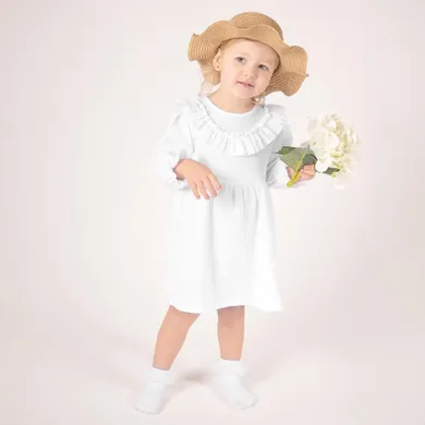 Sukienka dziewczęca z długim rękawem, biała, Nicol