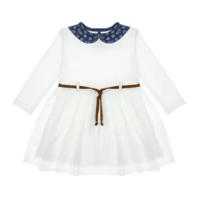 Sukienka dziewczęca z długim rękawem, ecru, Nicol