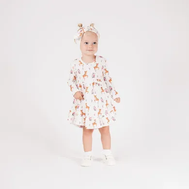Sukienka dziewczęca z długim rękawem, ecru, Nicol