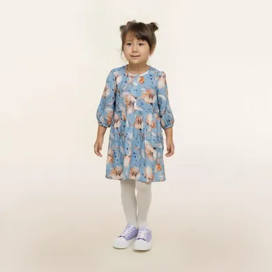 Sukienka dziewczęca z długim rękawem, niebieska, Pinokio