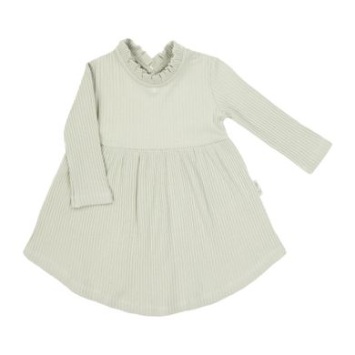 Sukienka dziewczęca z długim rękawem, prążkowana, zielona, Nicol