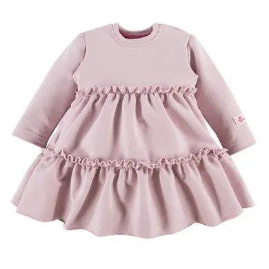 Sukienka dziewczęca z długim rękawem, różowa, Eevi