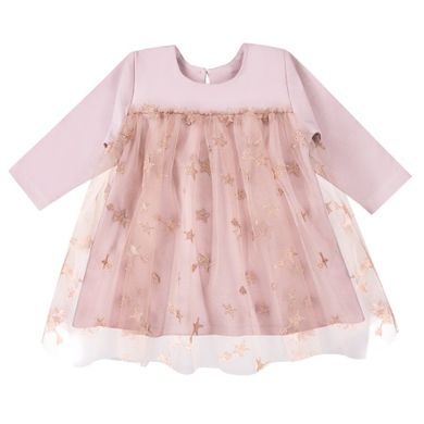 Sukienka dziewczęca z długim rękawem, różowa, Eevi