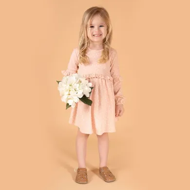 Sukienka dziewczęca z długim rękawem, różowa, Nicol