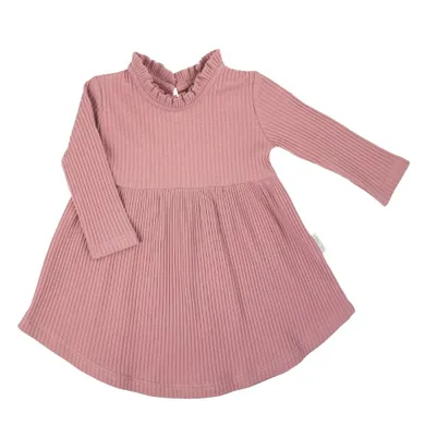 Sukienka dziewczęca z długim rękawem, różowa, Nicol