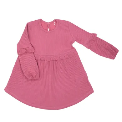 Sukienka dziewczęca z długim rękawem, różowa, Nicol