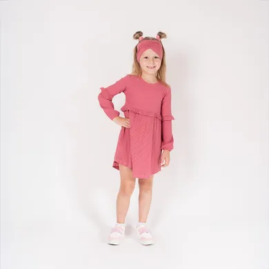 Sukienka dziewczęca z długim rękawem, różowa, Nicol