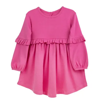 Sukienka dziewczęca z długim rękawem, różowa, Nicol