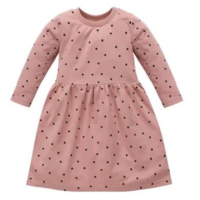 Sukienka dziewczęca z długim rękawem, różowa, Pinokio