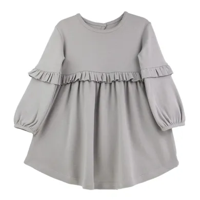 Sukienka dziewczęca z długim rękawem, szara, Nicol