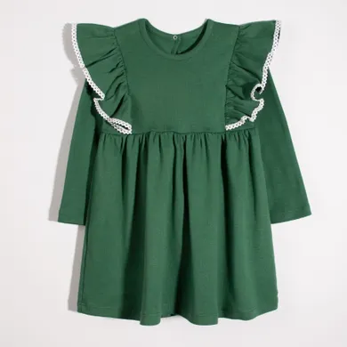 Sukienka dziewczęca z długim rękawem, zielona, Nicol