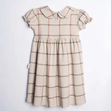 Sukienka dziewczęca z krótkim rękawem, beżowa, Nicol