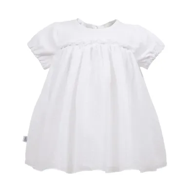 Sukienka dziewczęca z krótkim rękawem, biała, Eevi