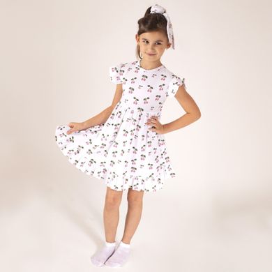 Sukienka dziewczęca z krótkim rękawem, biała, Nicol