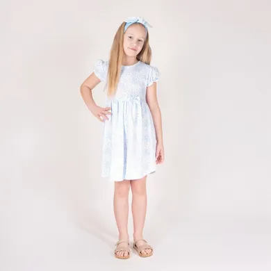 Sukienka dziewczęca z krótkim rękawem, biała, Nicol