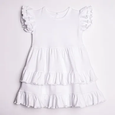 Sukienka dziewczęca z krótkim rękawem, biała, Nicol