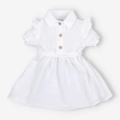 Sukienka dziewczęca z krótkim rękawem, biała, Pretilo Mini