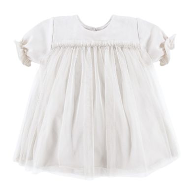 Sukienka dziewczęca z krótkim rękawem, ecru, Eevi