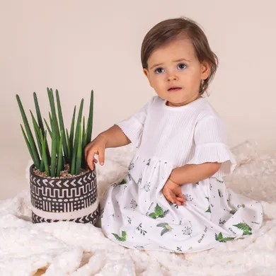 Sukienka dziewczęca z krótkim rękawem, ecru, Nicol