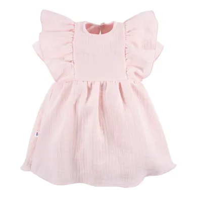 Sukienka dziewczęca z krótkim rękawem, jasnoróżowa, Eevi