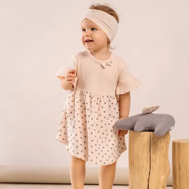 Sukienka dziewczęca z krótkim rękawem, różowa, Nicol