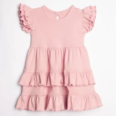 Sukienka dziewczęca z krótkim rękawem, różowa, Nicol