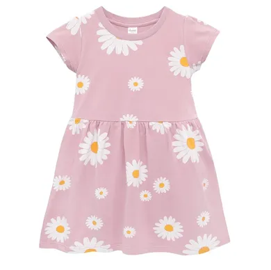 Sukienka dziewczęca z krótkim rękawem, różowa, Pinokio