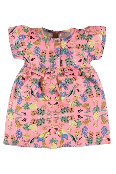 Sukienka dziewczęca z krótkim rękawem, różowa, Up Baby