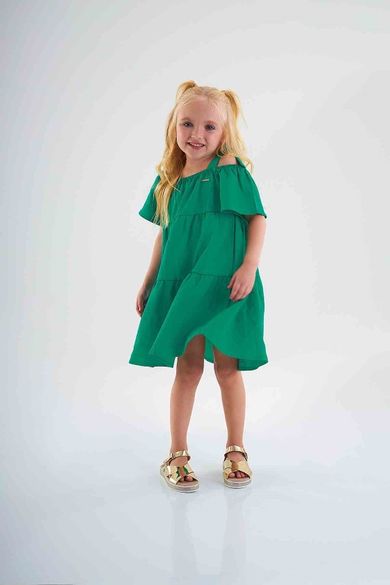 Sukienka dziewczęca z krótkim rękawem, zielona, Up Baby