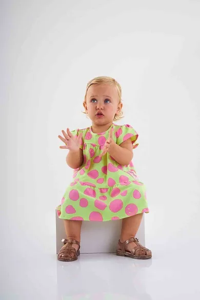 Sukienka dziewczęca z krótkim rękawem, żółta, Up Baby